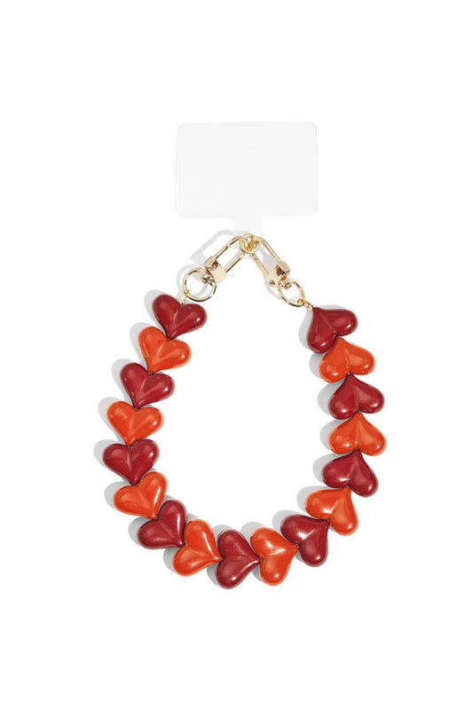 Telefoonkoord hartje rood/oranje