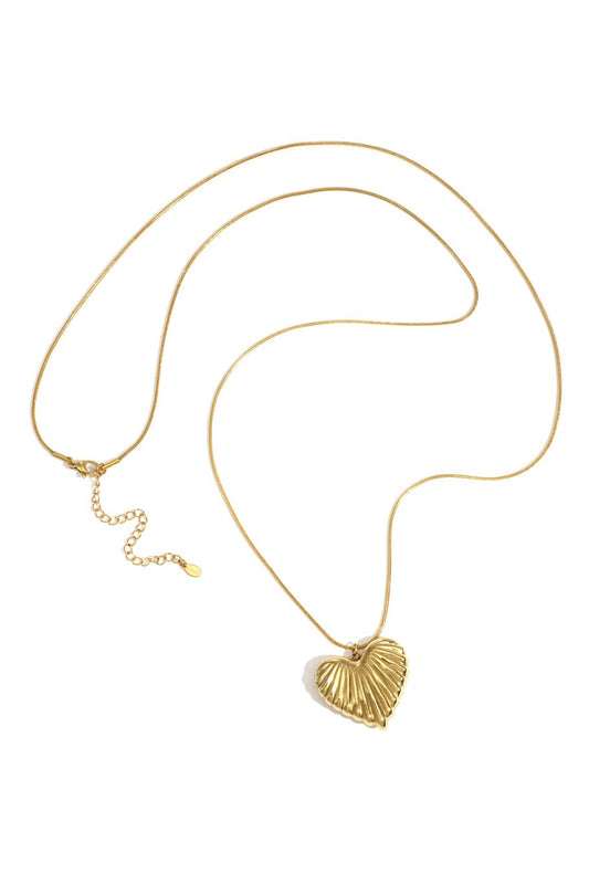 Lange hart ketting structured goud