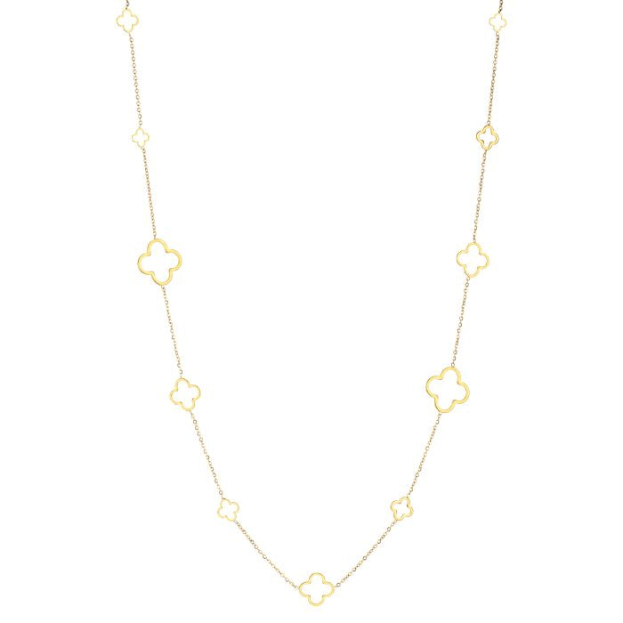 Lange klaver ketting goud