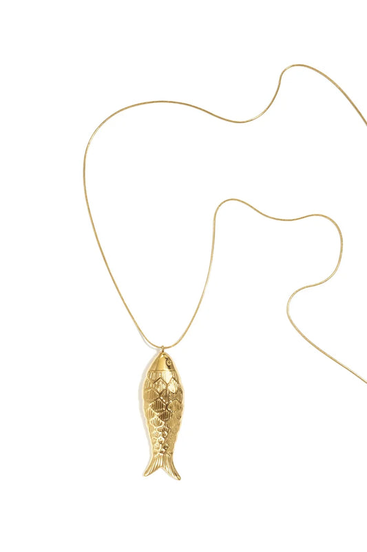 Lange vis ketting goud