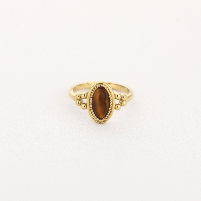 Ring deluxe oval goud bruin