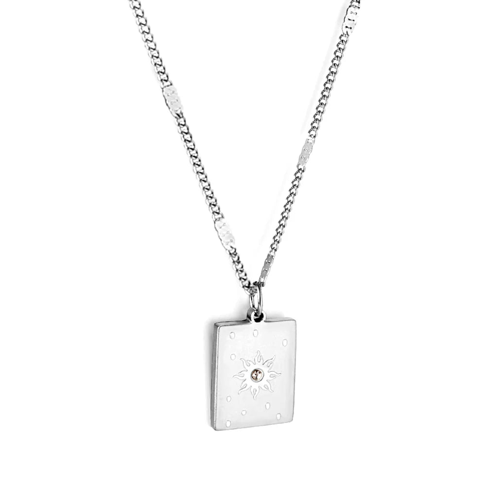 Star tag ketting zilver