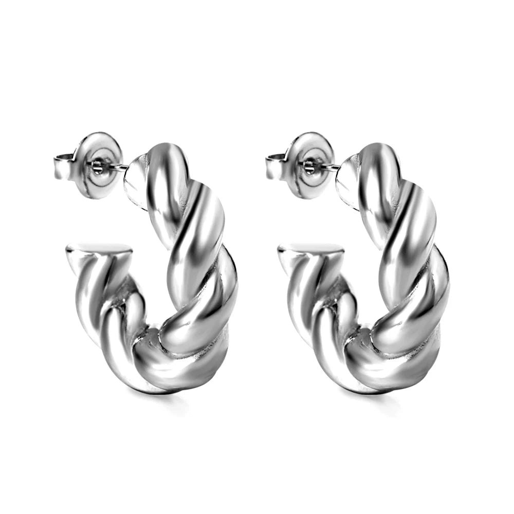 Chique twisted hoops zilver