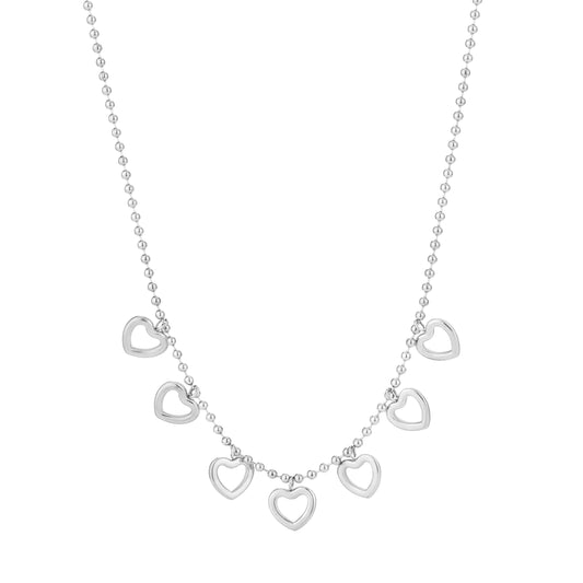 Open hartjes ketting zilver