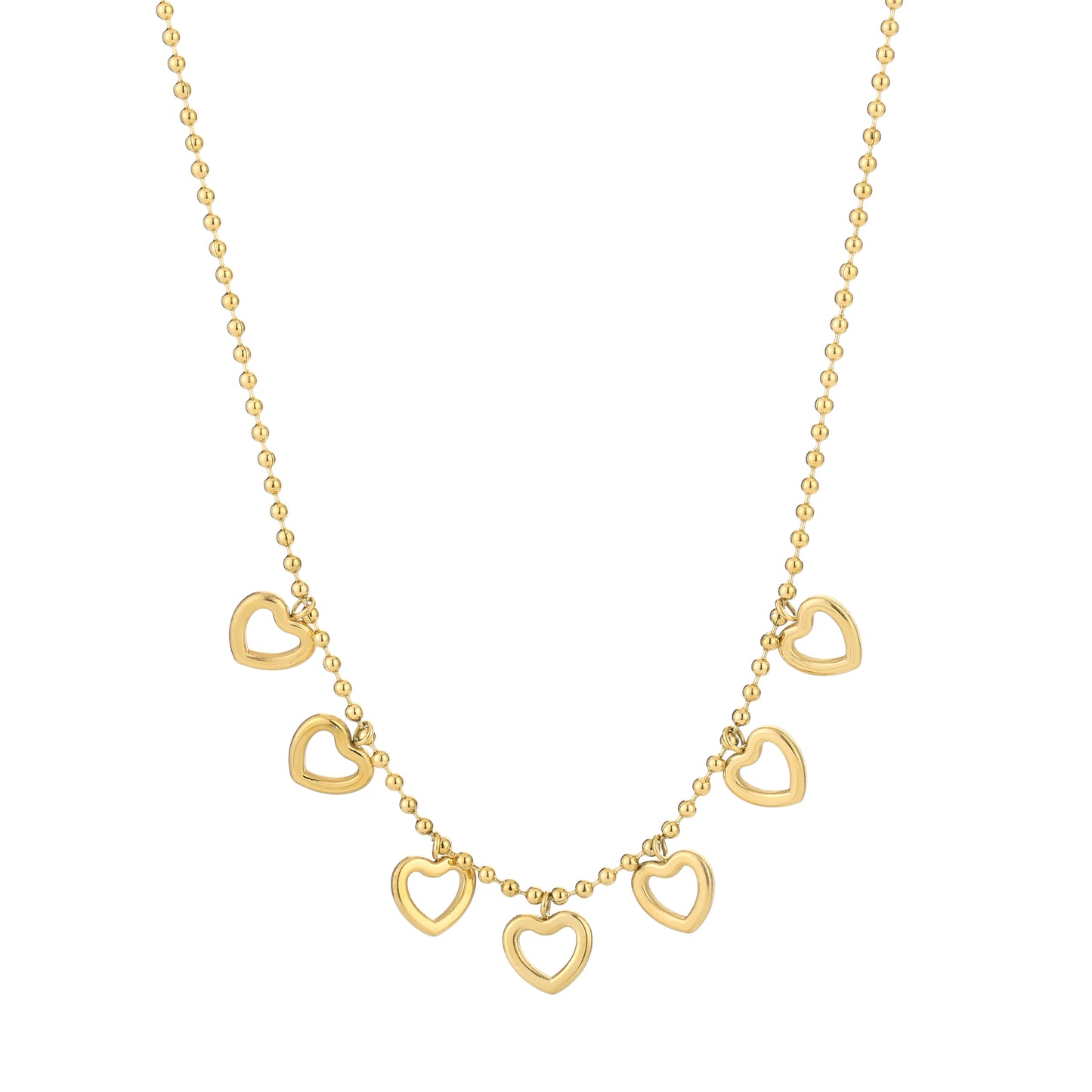 Open hartjes ketting goud