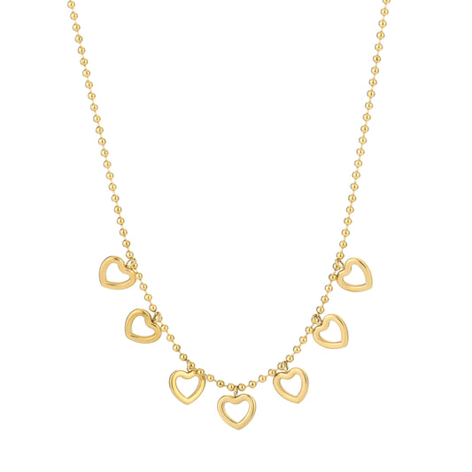 Open hartjes ketting goud