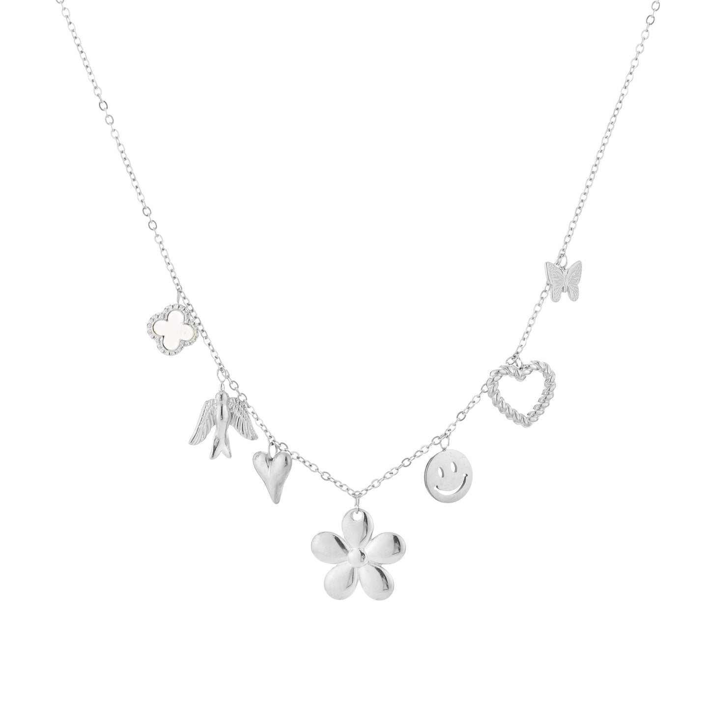 Bedelketting floral zilver