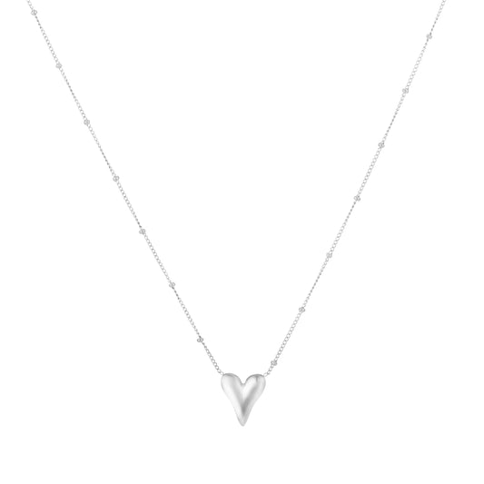 Hart ketting met bolletjes zilver 2.0