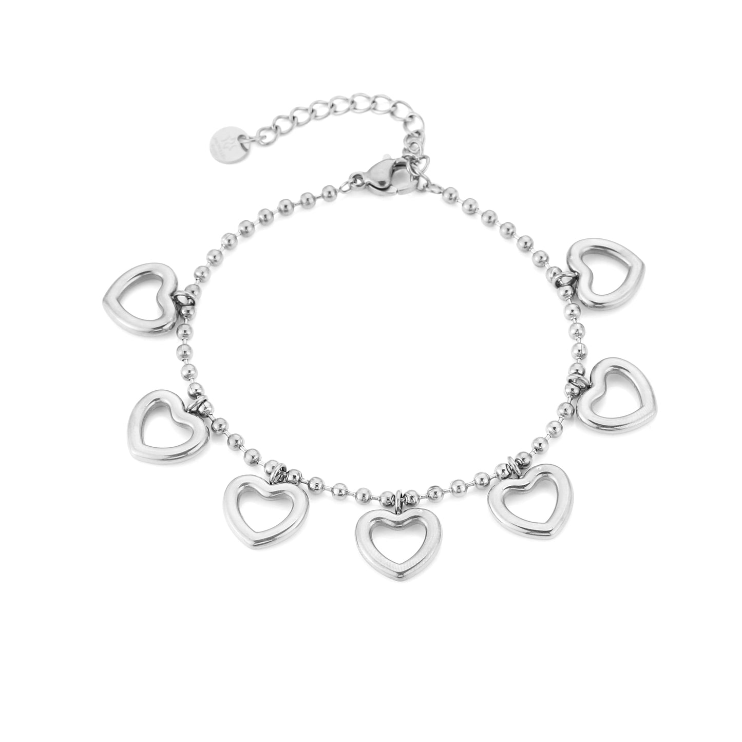 Open hartjes armband zilver