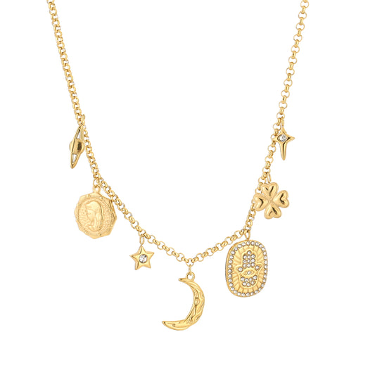 Bedelketting starry night goud