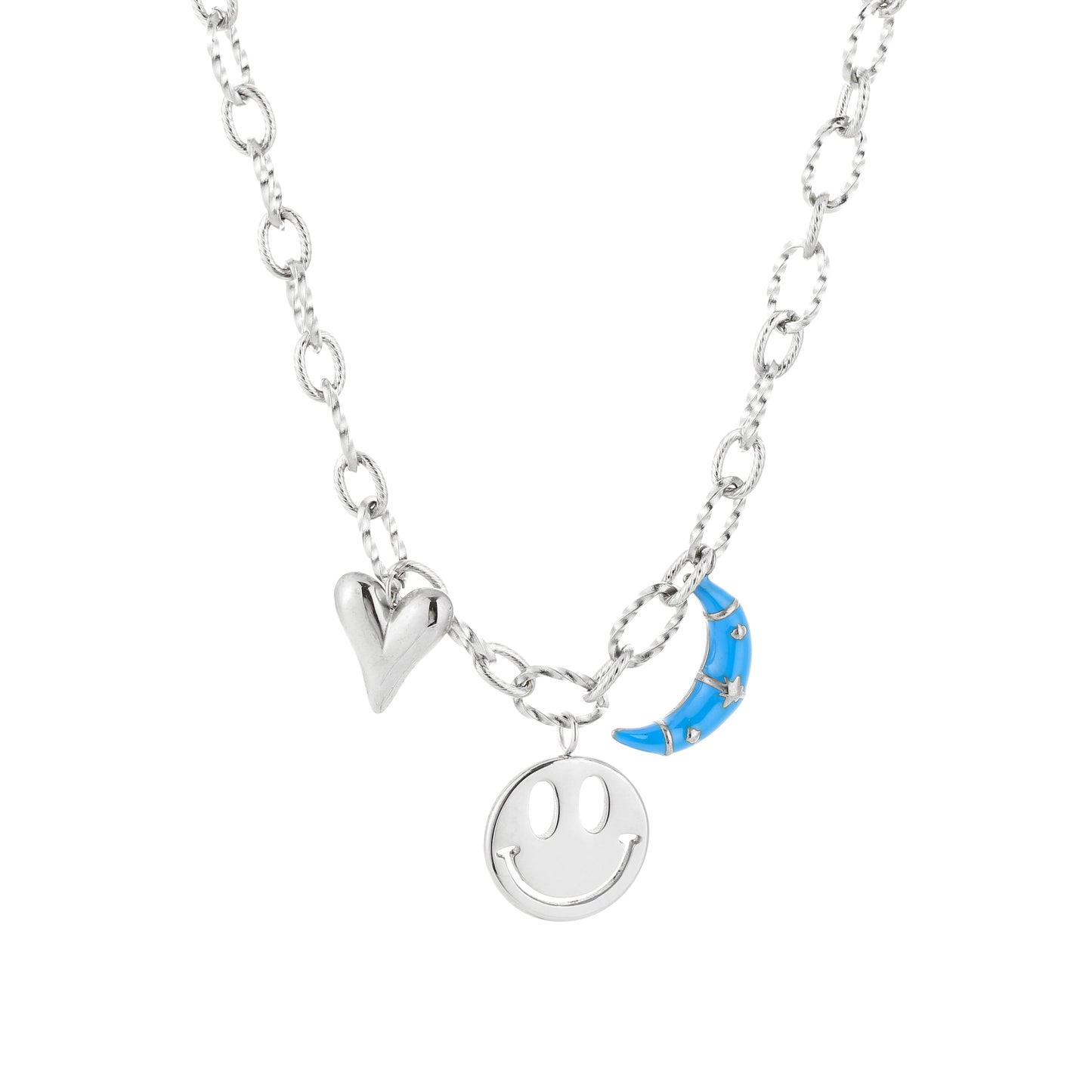 Bedelketting smiley zilver