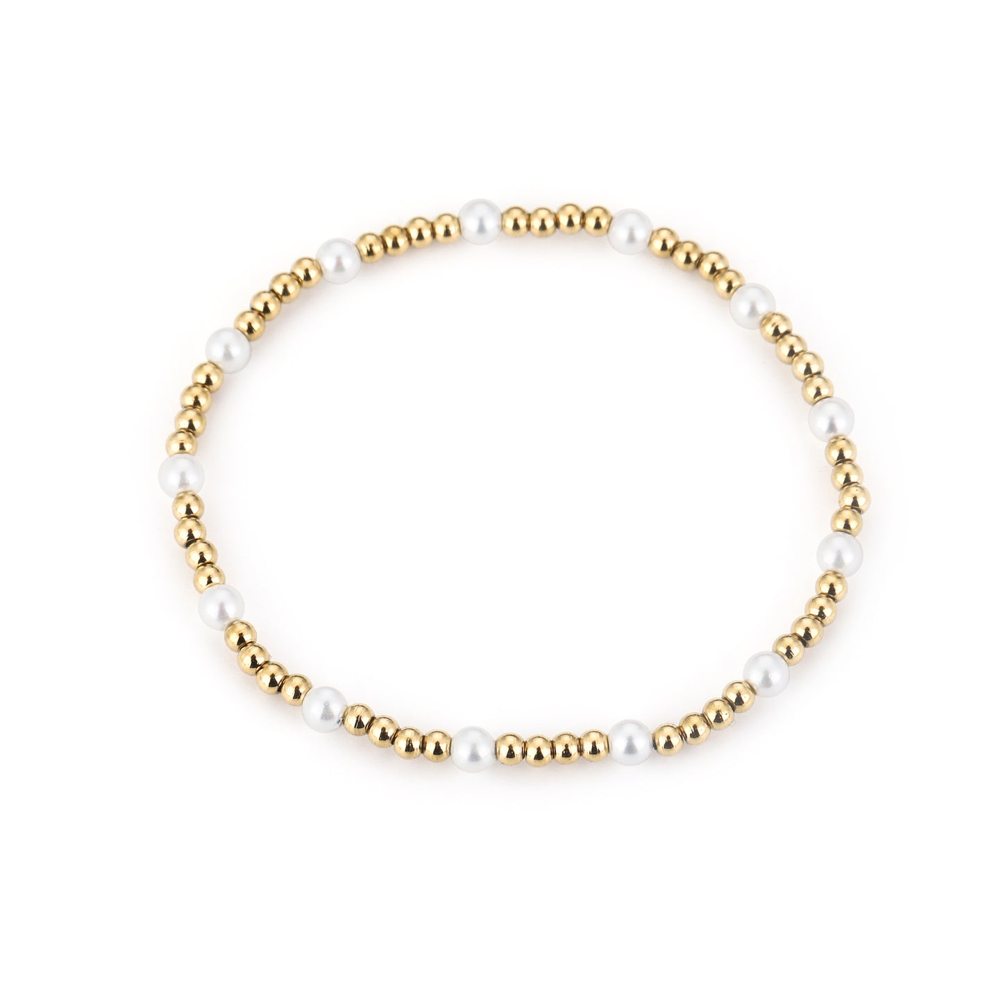 Kleine balletjes armband goud met parel