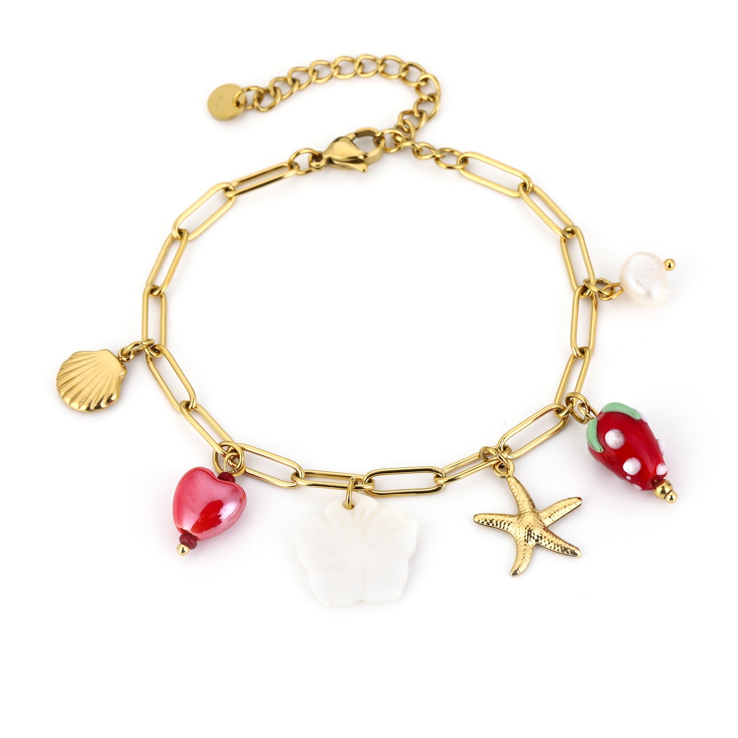 Bedelarmband flower goud