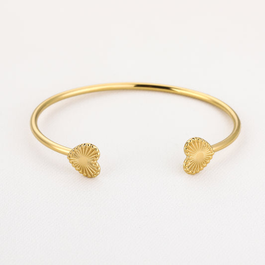 2 hartjes bangle goud