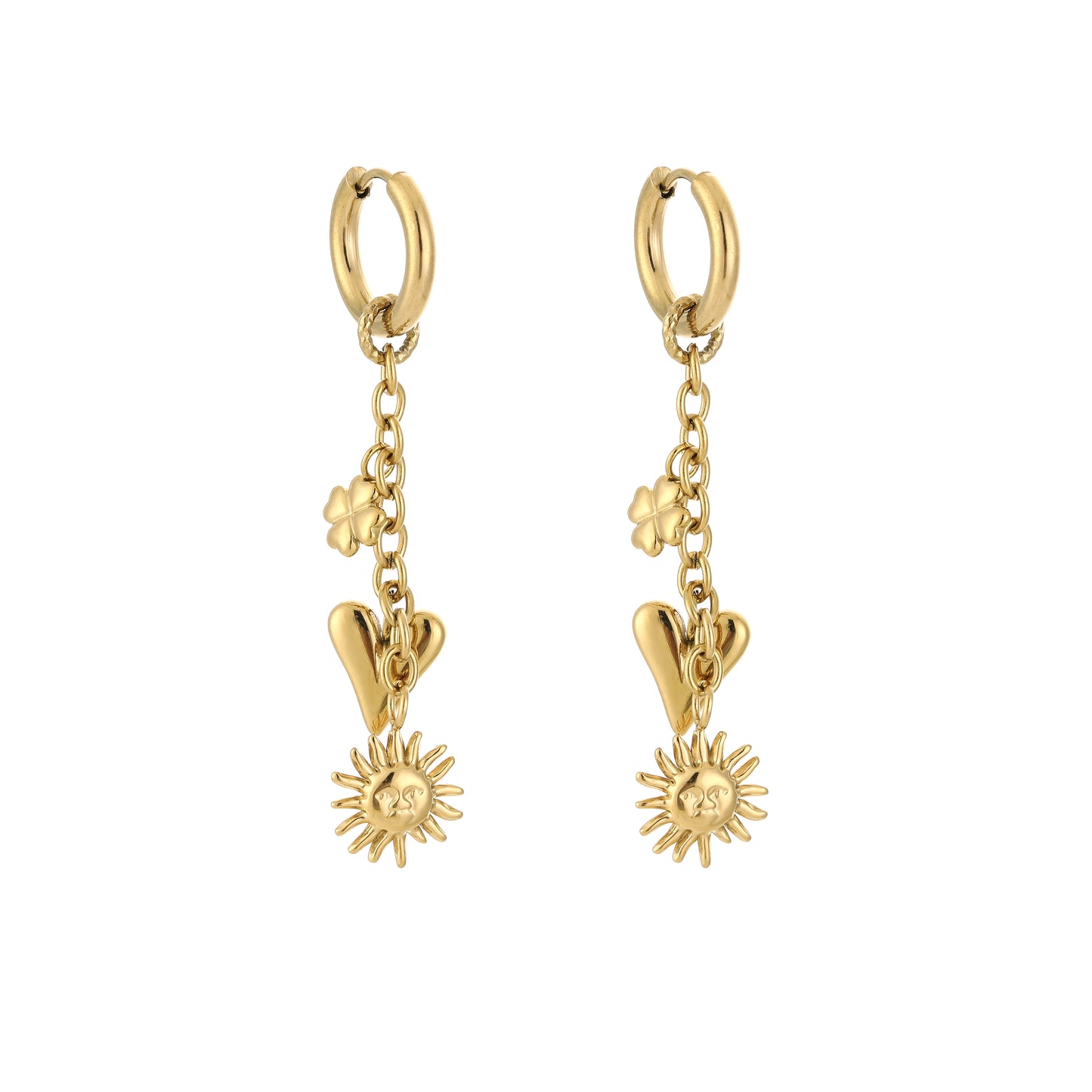 Lange oorbellen bedels goud