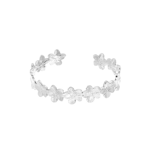 Flower bangle zilver