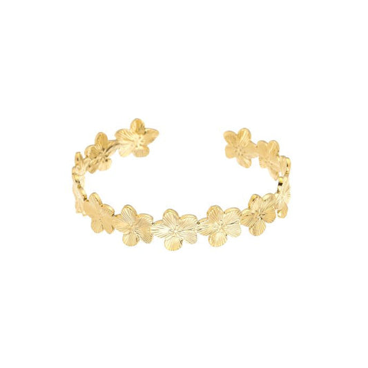 Bloemen bangle goud