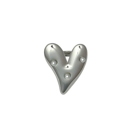 Parel hart ring zilver