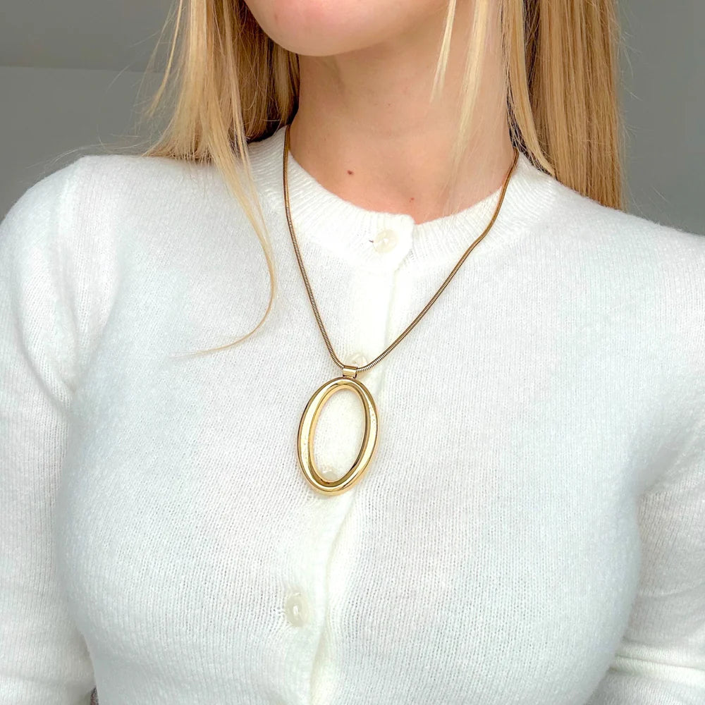 Simple oval ketting goud