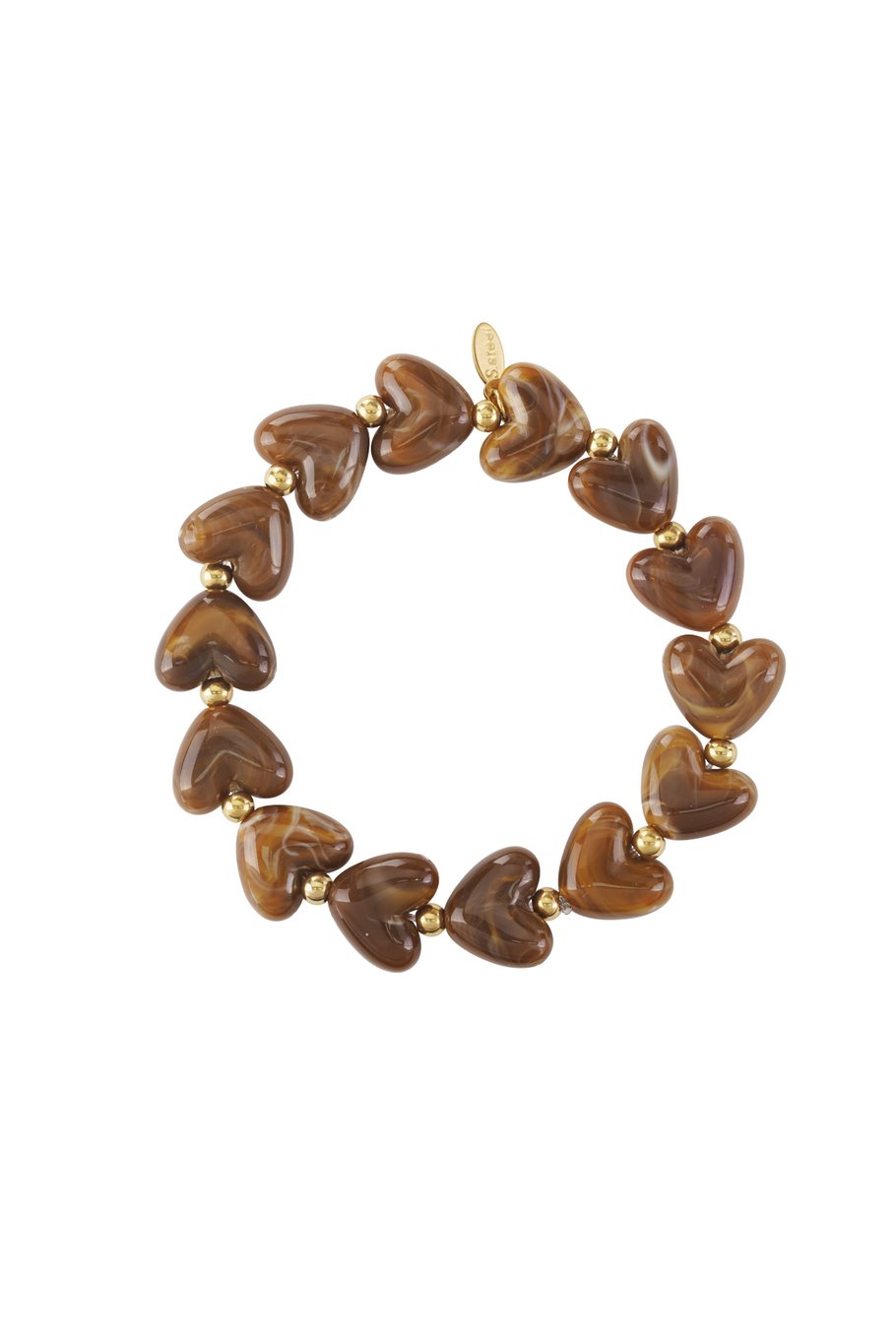 Hartjes armband kralen bruin