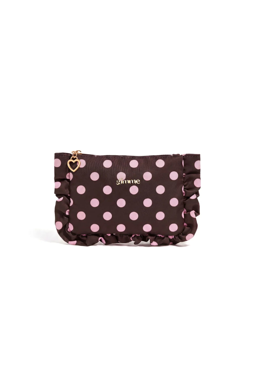 Klein make-up tasje stippen bruin roze