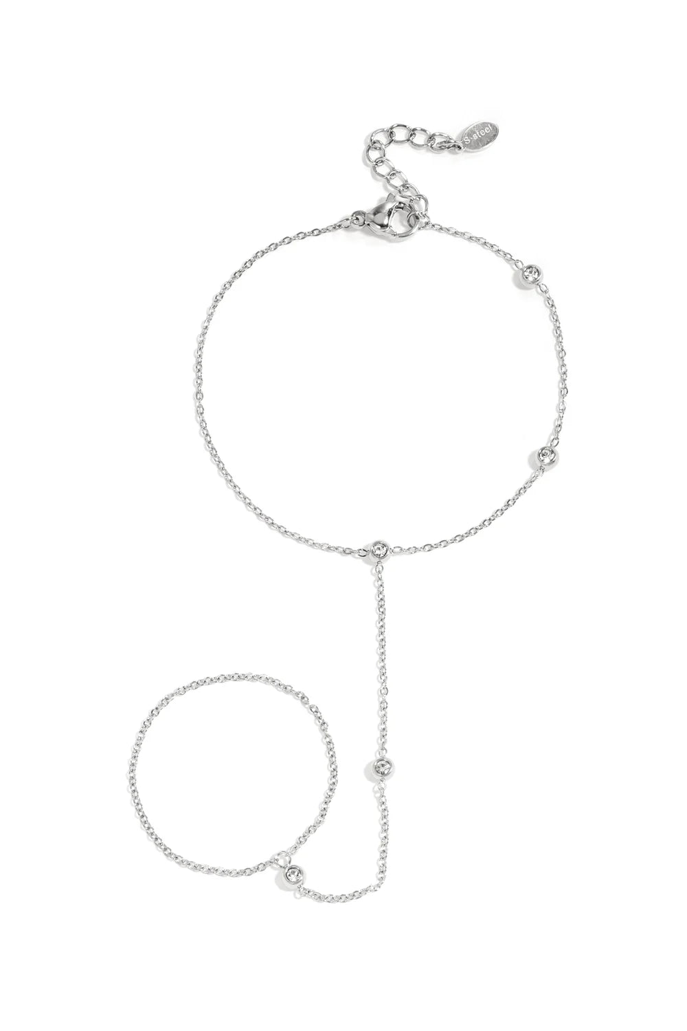 Handchain met steentjes zilver