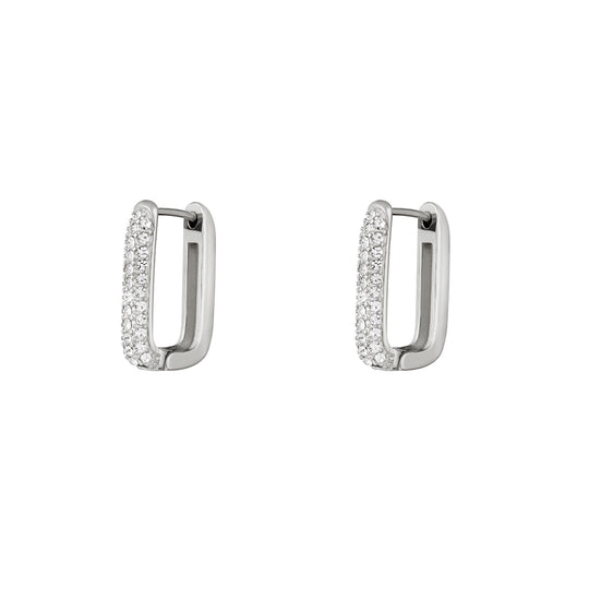 Spark rectangle earrings silver