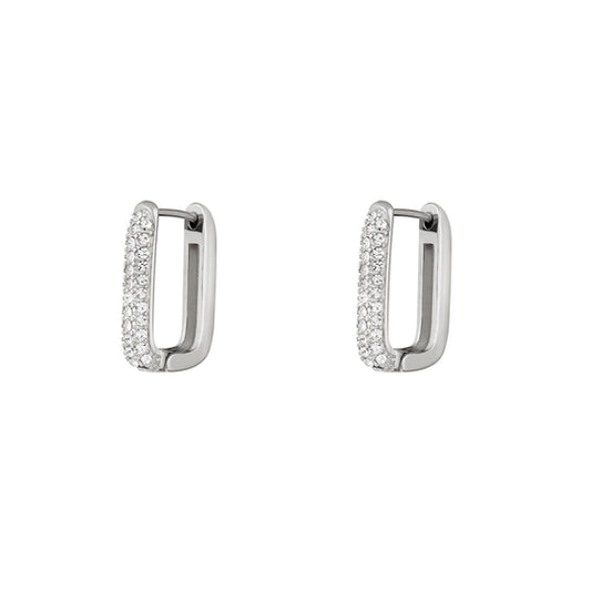Spark rectangle earrings silver