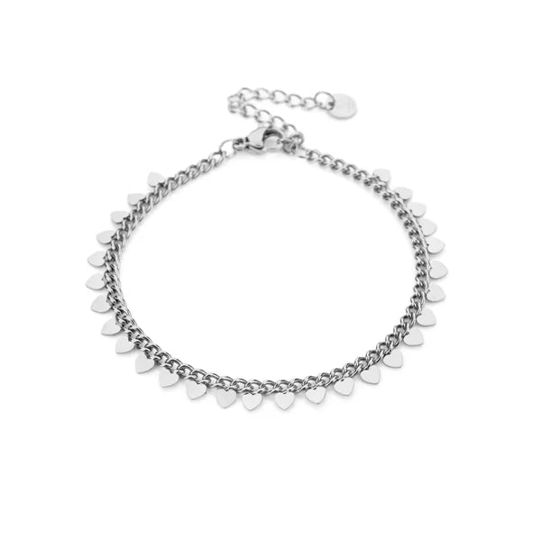 Full hearts armband zilver