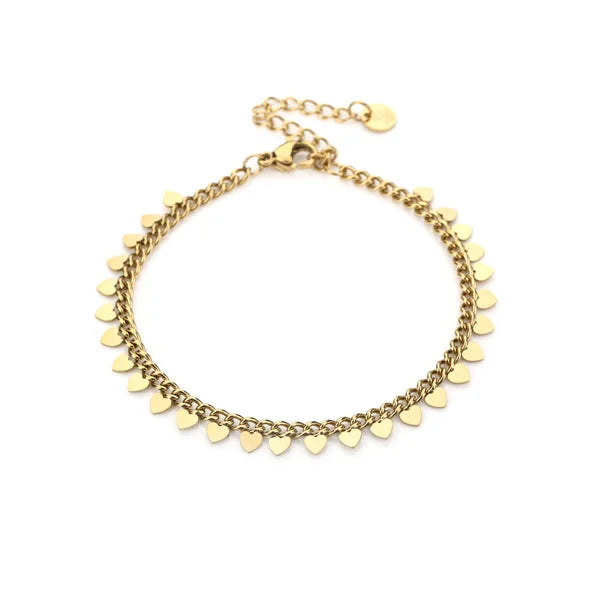 Full hearts armband goud