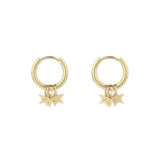 Triple stars oorbellen goud