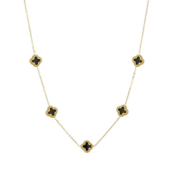 Clover necklace black/gold