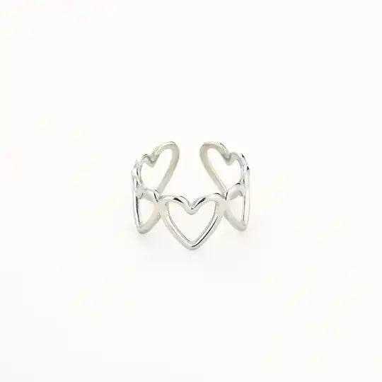 Big hearts ring silver