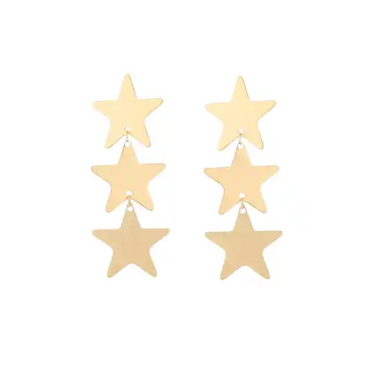 3 sterren oorbellen goud