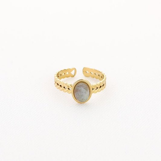 Ring twisted oval goud grijs