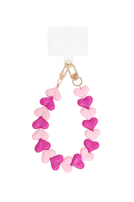 Telefoonkoord hartjes 2 kleuren roze