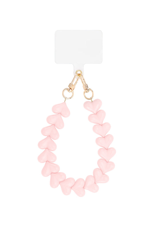 Telefoonkoord hartjes licht roze