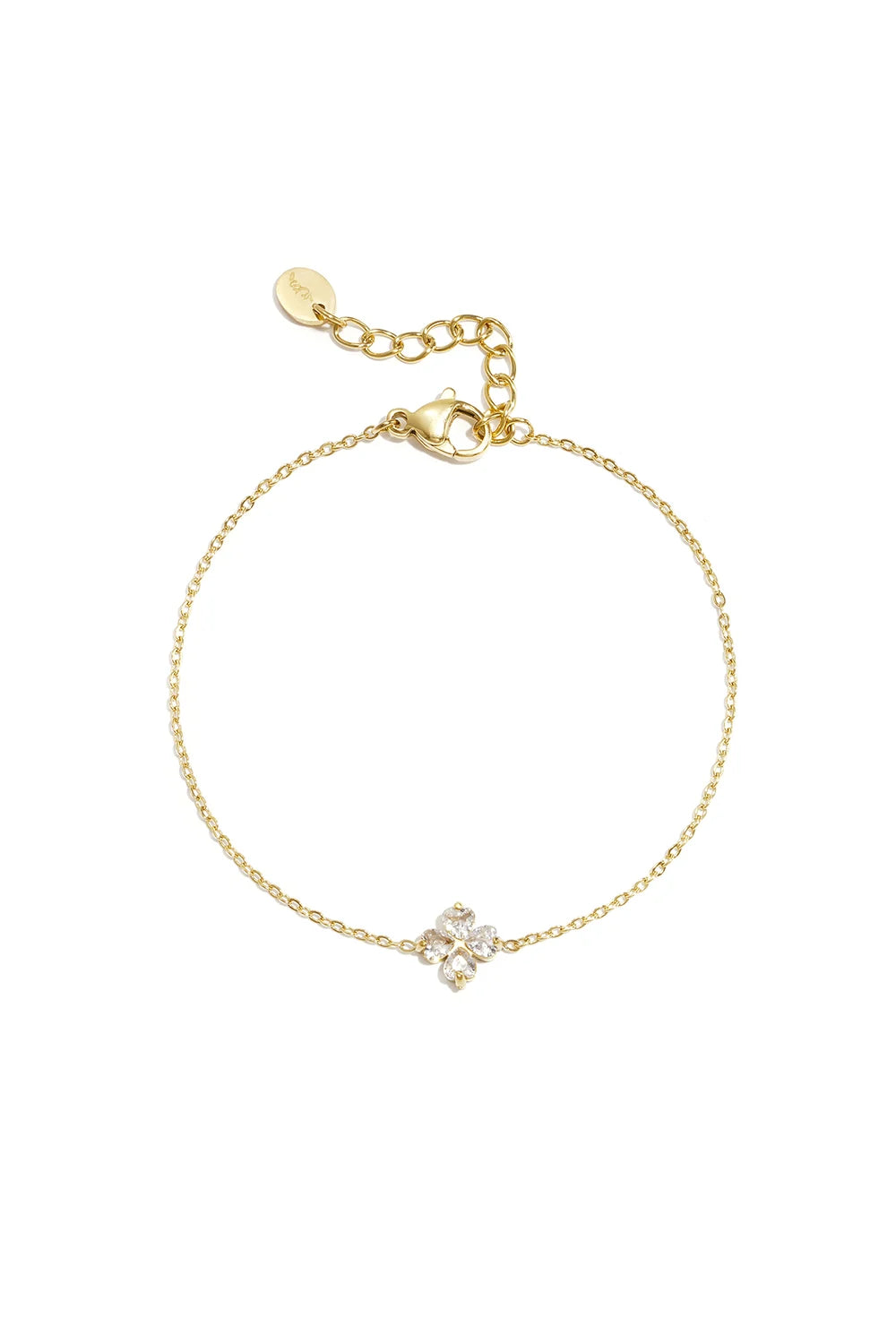Armband klaver met steentjes goud