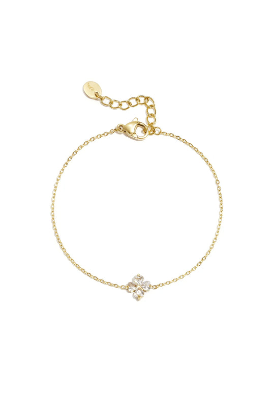 Armband klaver met steentjes goud