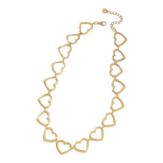 Full open hearts ketting goud