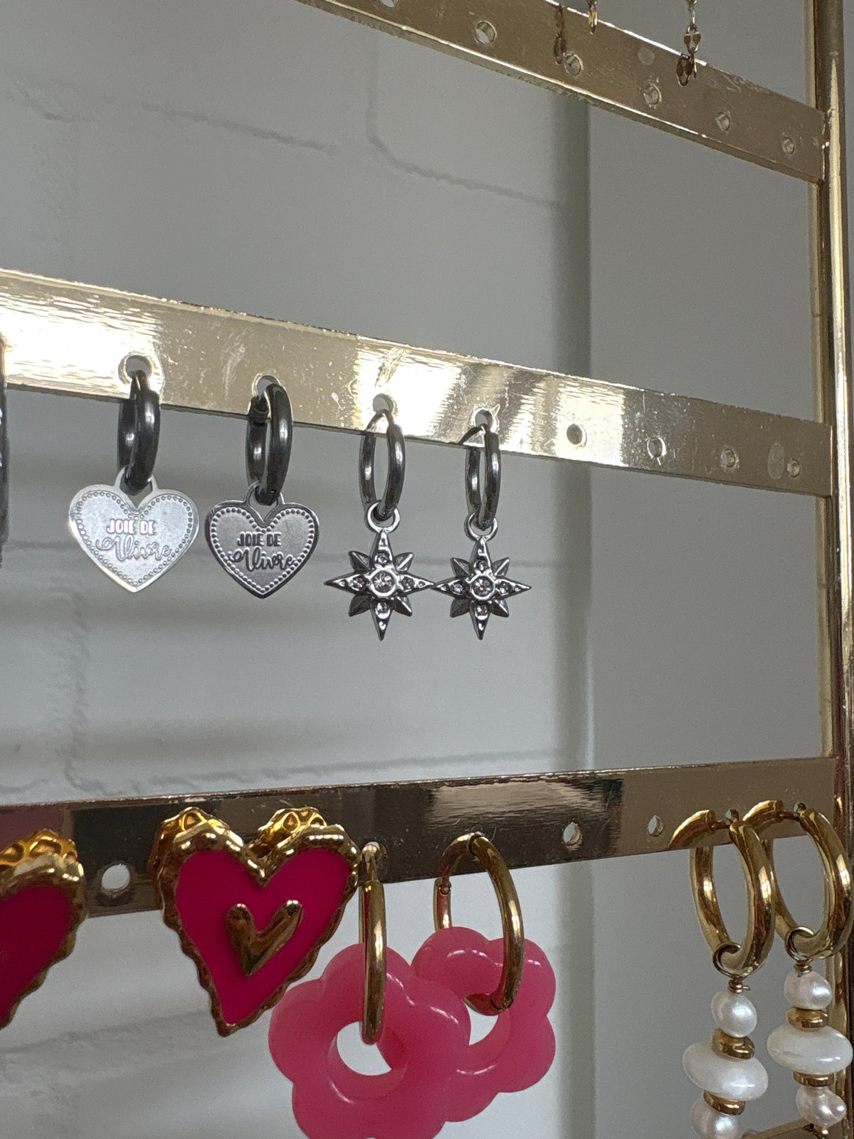 Ster oorbellen glitter zilver