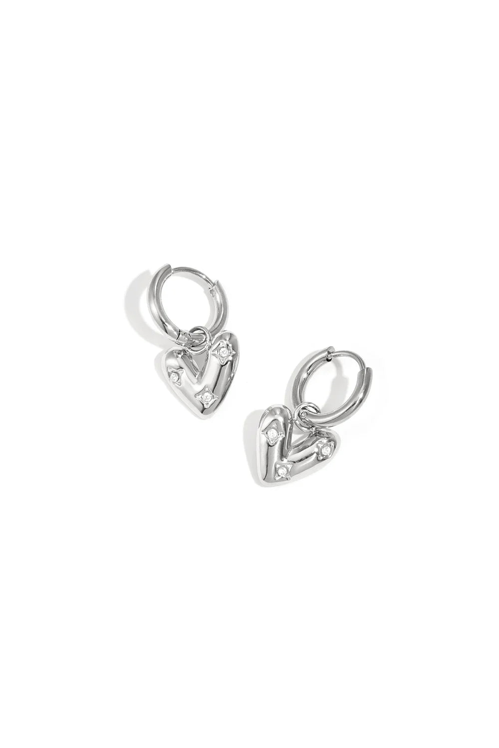 Oorbellen met hartjes en steentjes zilver