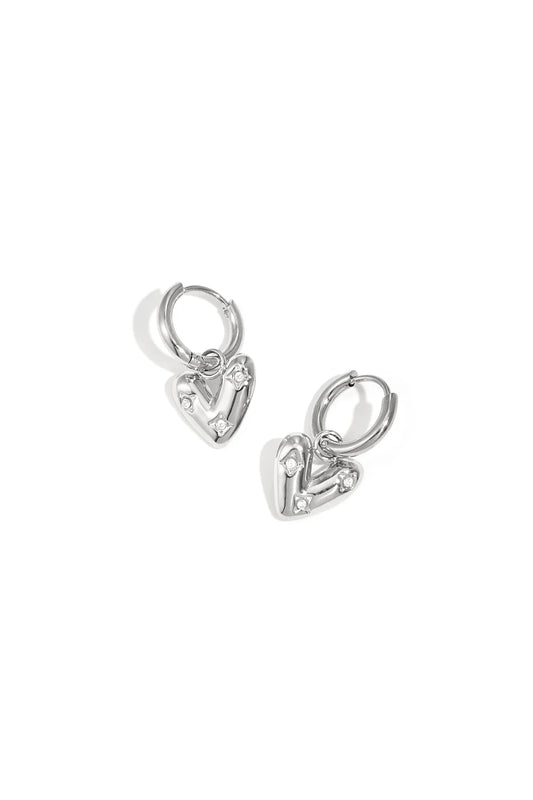 Oorbellen met hartjes en steentjes zilver