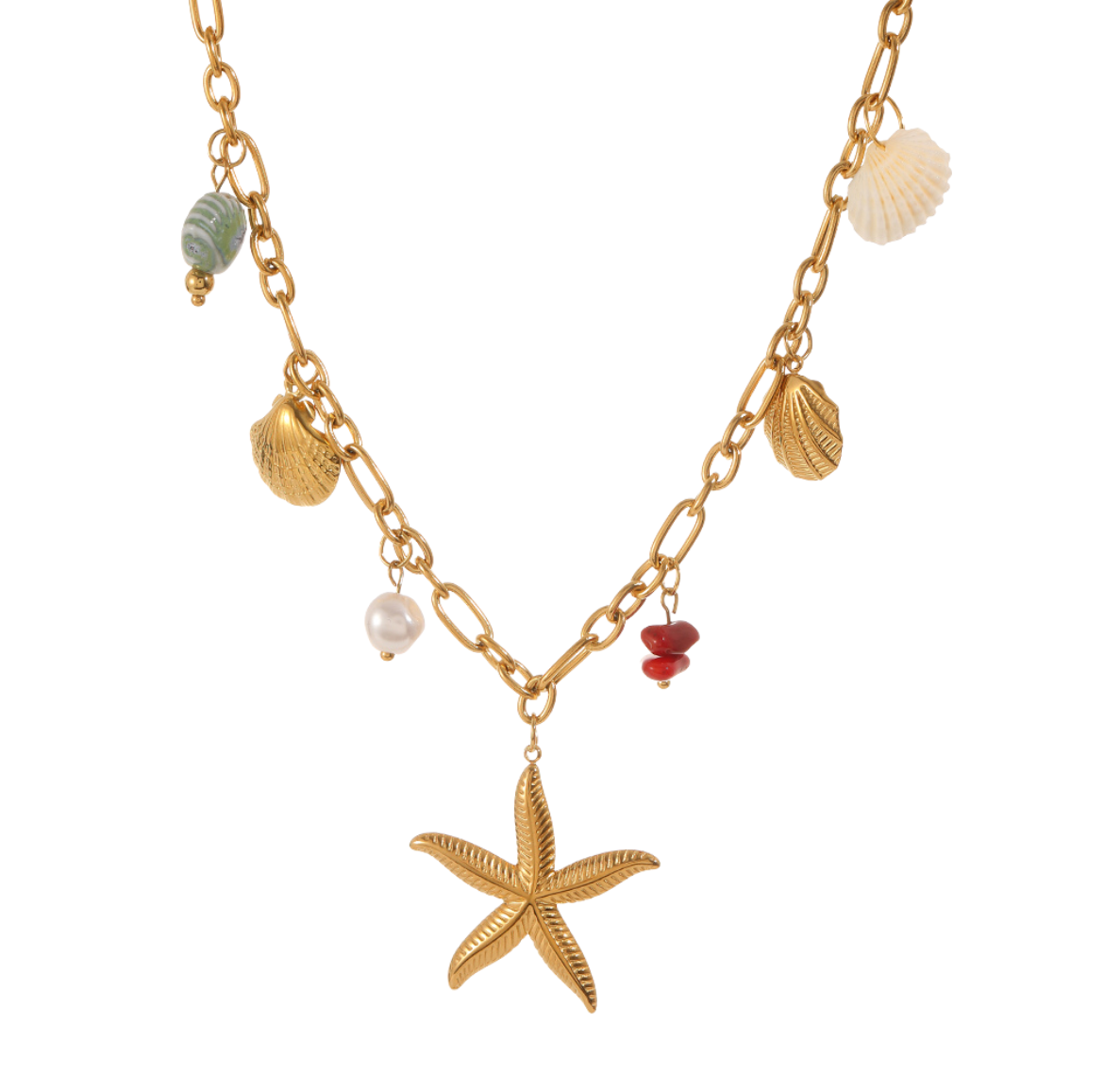 Bedelketting schelp goud