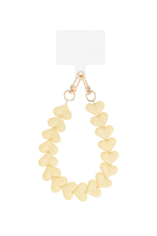 Telefoonkoord hartjes beige