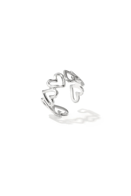 Ring hartjes zilver