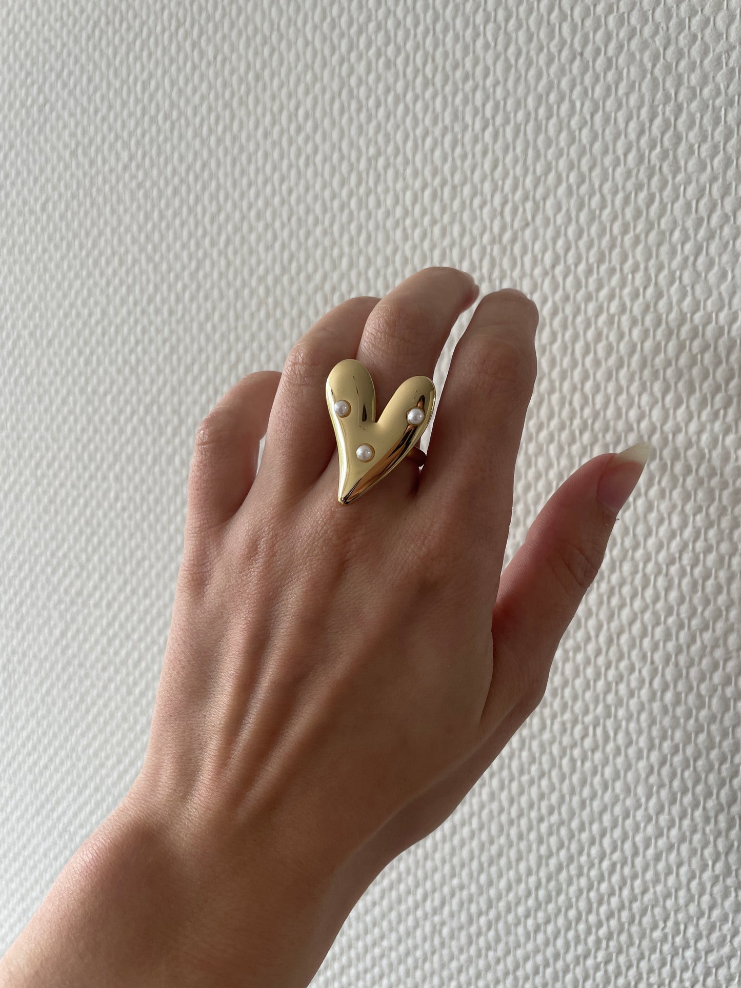 Parel hart ring goud