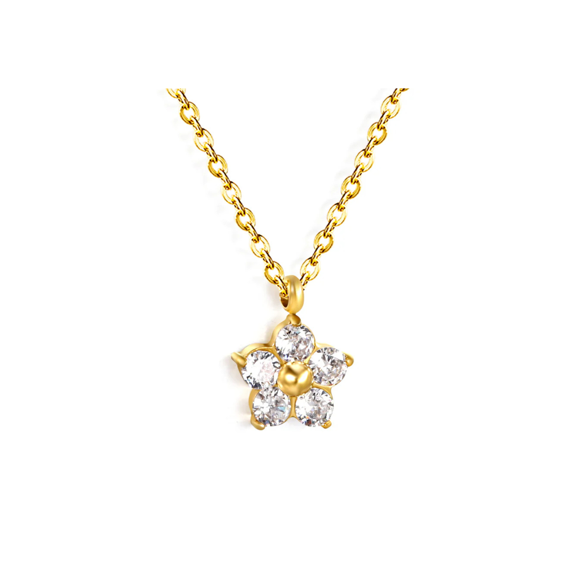 Diamant bloem ketting wit
