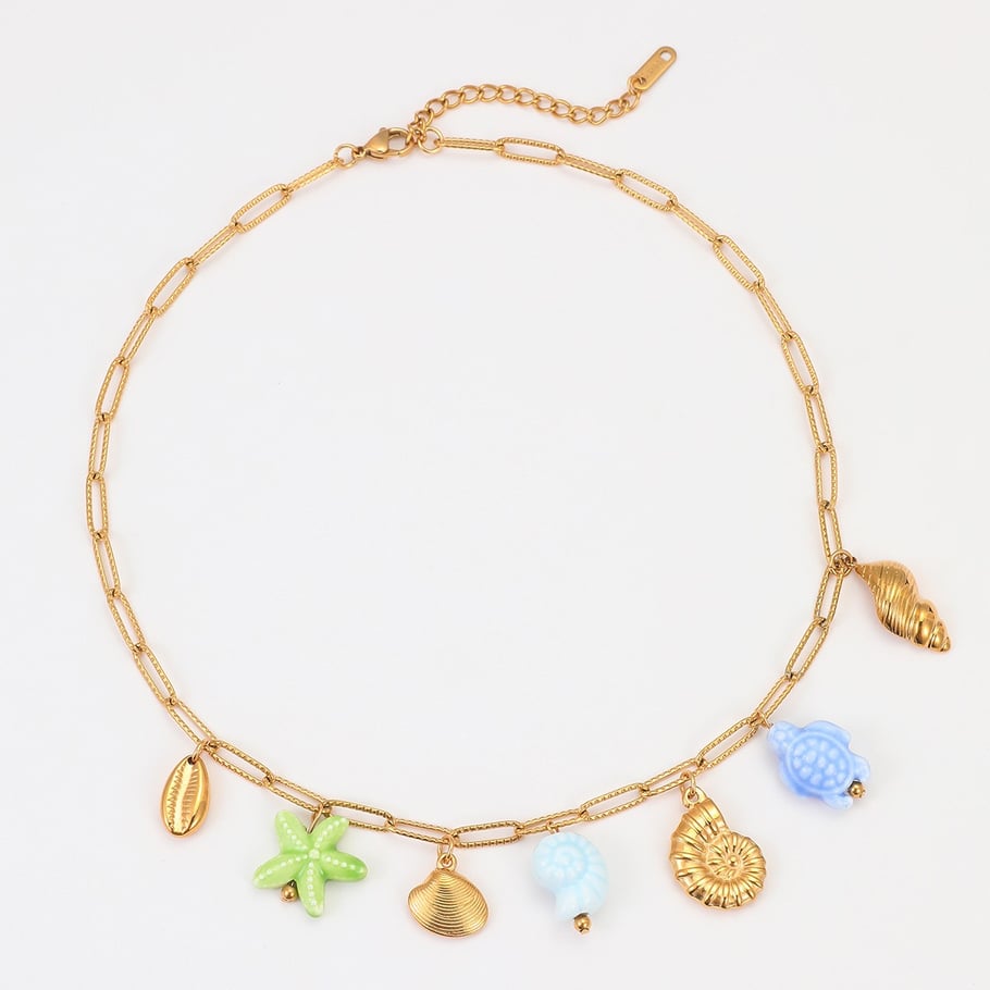 Bedelketting groen/blauw goud