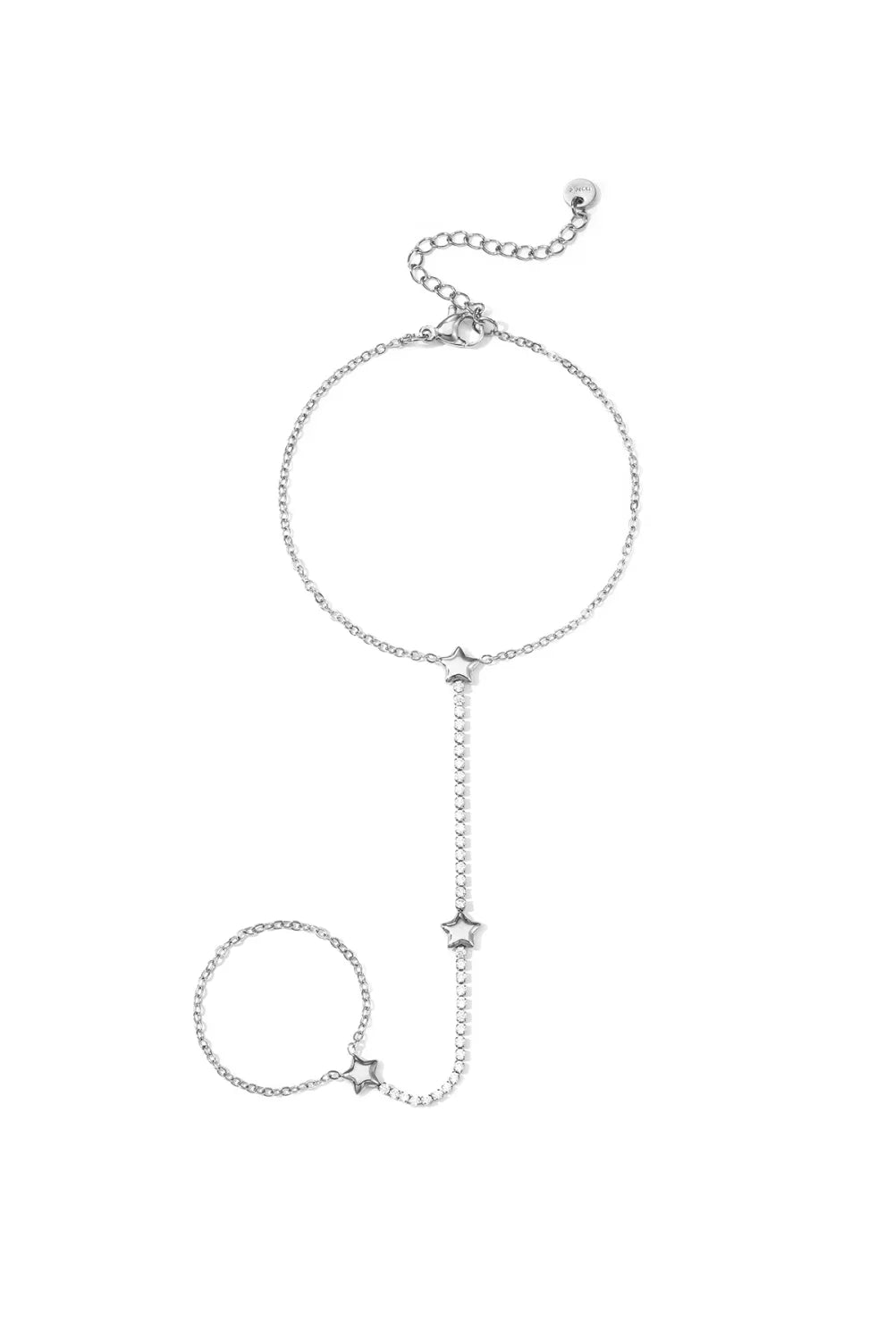 Handchain strass met sterretjes zilver